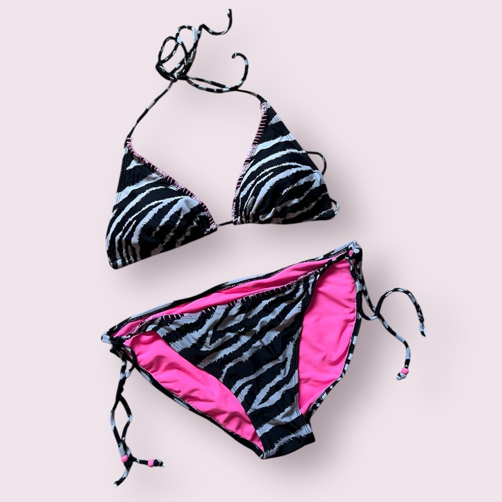 Zebra striped string bikini